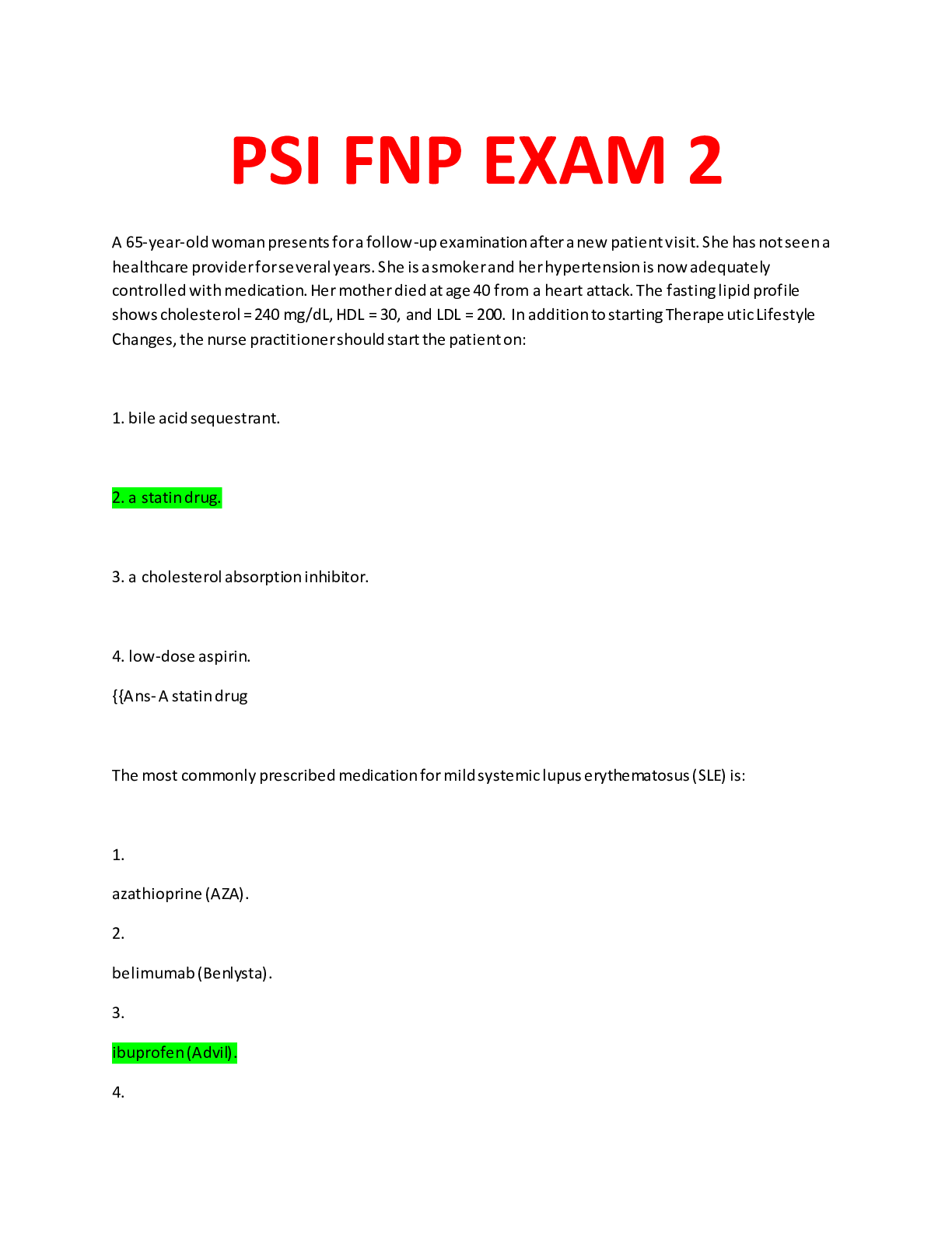 Preview image for NURP 502(NGR 6815) Exam 2: PSI FNP EXAM 2 Predictor Verified 2022/203 (Answered and Graded)